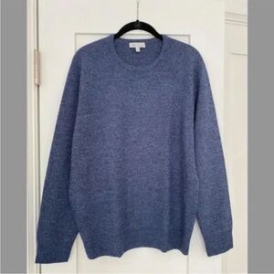 Blue Wool Honeycomb Crewneck Peter Millar Wool Suede Patch Sweater [Medium]